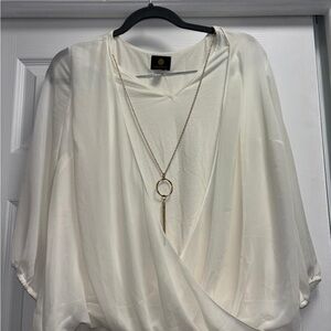 JM Collection Cream Draped Blouse
